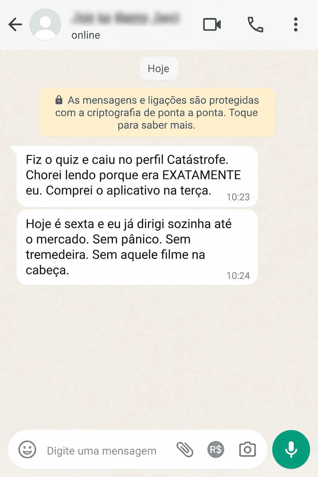 Relato de participante que se identificou com o resultado do quiz e conta uma experiência ao dirigir